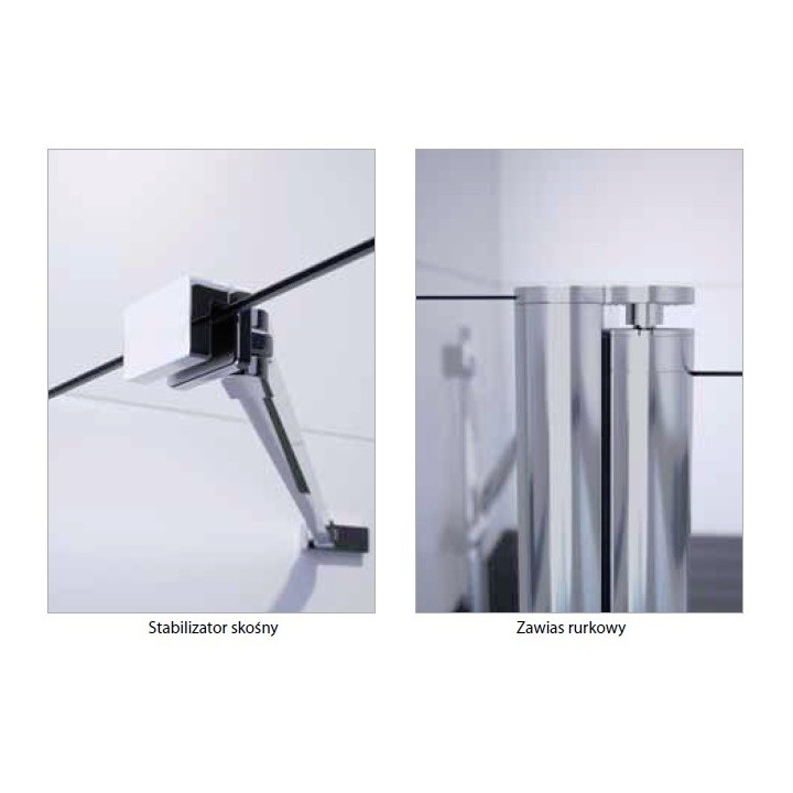 Drzwi skrzydłowe 2-częściowe Huppe Classics 2 ze stałymi segmentami 90cm profil srebrny połysk szkło przezroczyste, Anti-plaque-