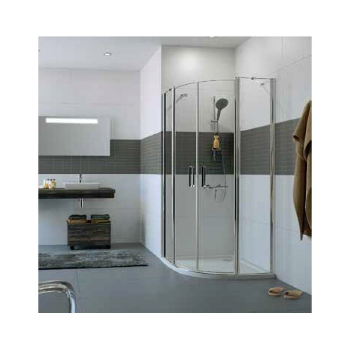 Drzwi skrzydłowe 2-częściowe Huppe Classics 2 ze stałymi segmentami 90cm profil srebrny połysk szkło przezroczyste, Anti-plaque-