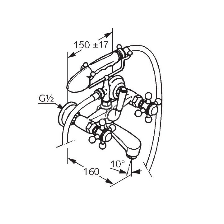 Bateria wannowo-natryskowa ścienna Kludi Adlon, chrom- sanitbuy.pl