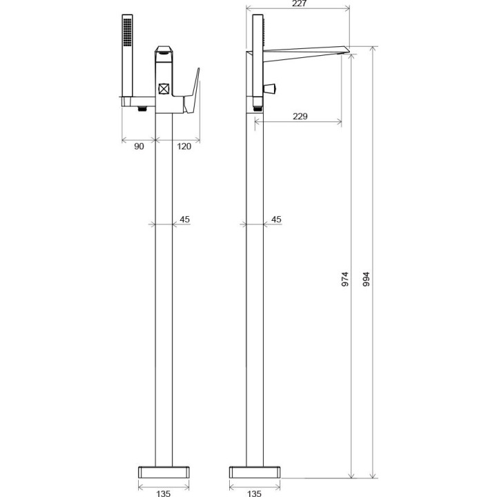 Bateria wannowa Ravak FREEDOM podłogowa 994mm chrom- sanitbuy.pl