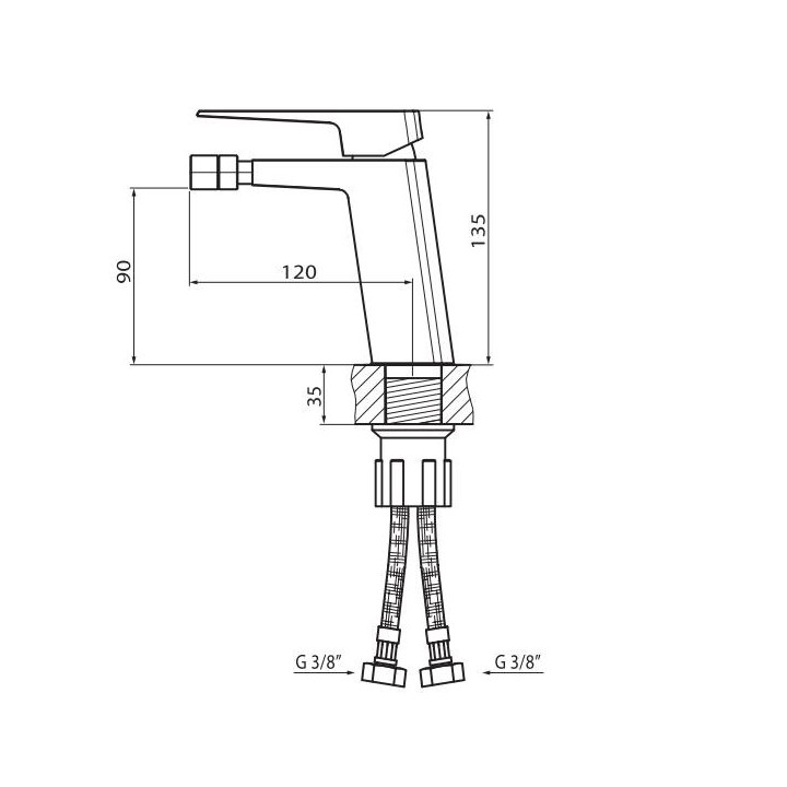  Bateria bidetowa Vedo Sette wysokość 135mm z korkiem klik klak chrom- sanitbuy.pl