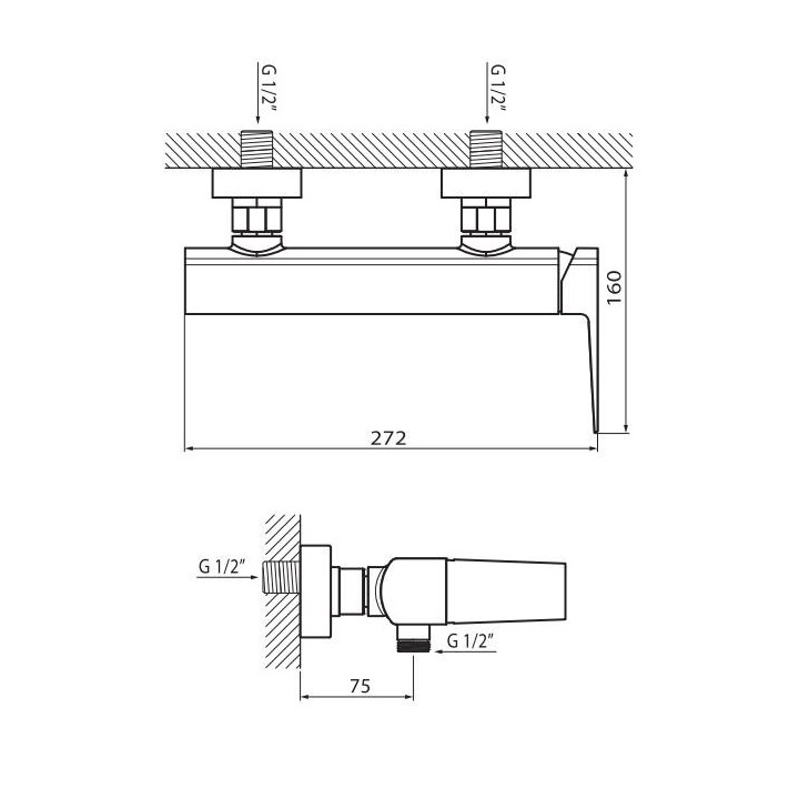 Bateria natryskowa Vedo Sette ścienna chrom- sanitbuy.pl
