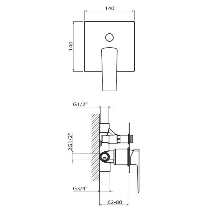 Bateria wannowo-natryskowa podtynkowa Vedo Sette chrom- sanitbuy.pl