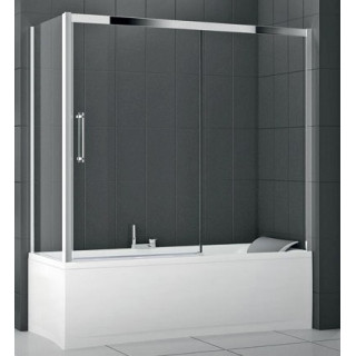 Parawan Novellini Rose Rosse 2PV z drzwiami przesuwnymi (prawe) do wnęki lub ścianki bocznej - 176 cm, chrom, szkło przeżroczys-