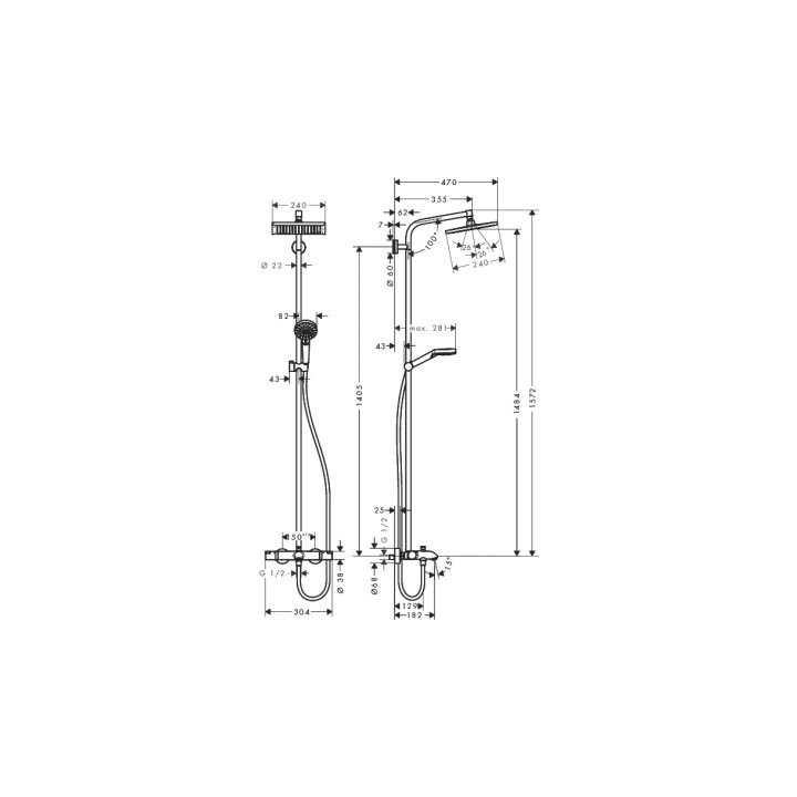 Zestaw prysznicowo-wannowy Hansgrohe Crometta E 240 chrom - sanitbuy.pl