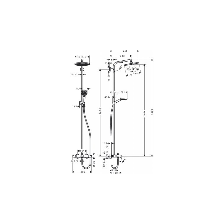 Zestaw prysznicowo-wannowy Hansgrohe Crometta S 240 chrom - sanitbuy.pl