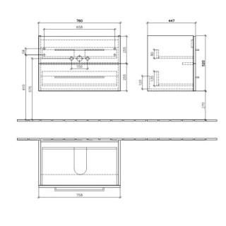 Szafka podumywalkowa Villeroy & Boch Avento kryształowy szary, 96,7 x 52 x 44,7 cm, 2 szuflady- sanitbuy.pl