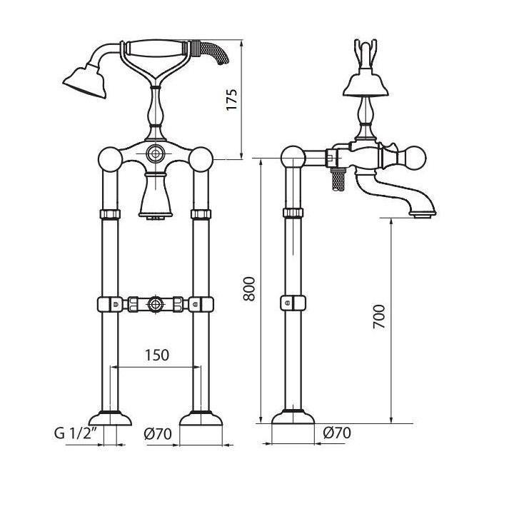 Bateria wannowa stoąca Giulini G. chrom - sanitbuy.pl