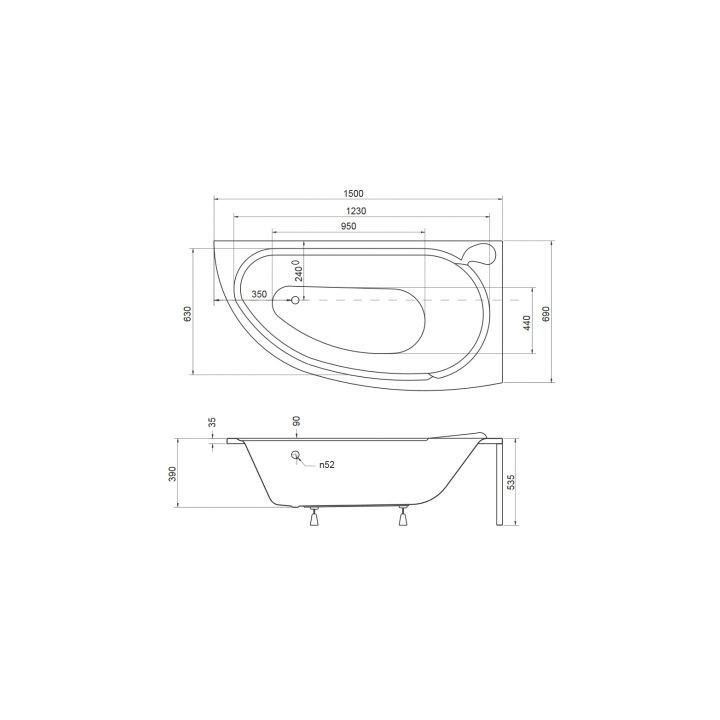 Wanna asymetryczna Besco Mini 150x70 cm prawa biała - sanitbuy.pl