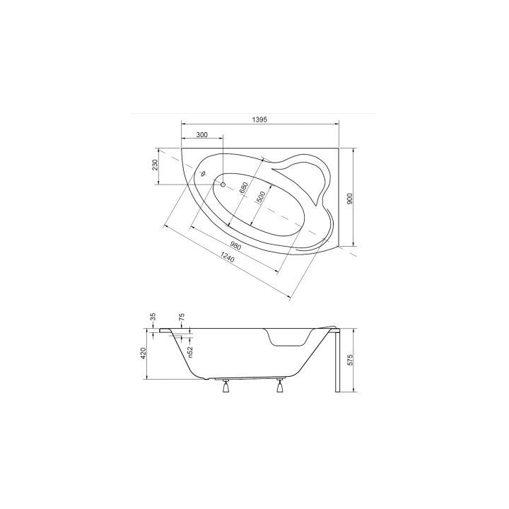 Wanna narożna Besco Ada 140x90 cm asymetryczna prawa biała - sanitbuy.pl