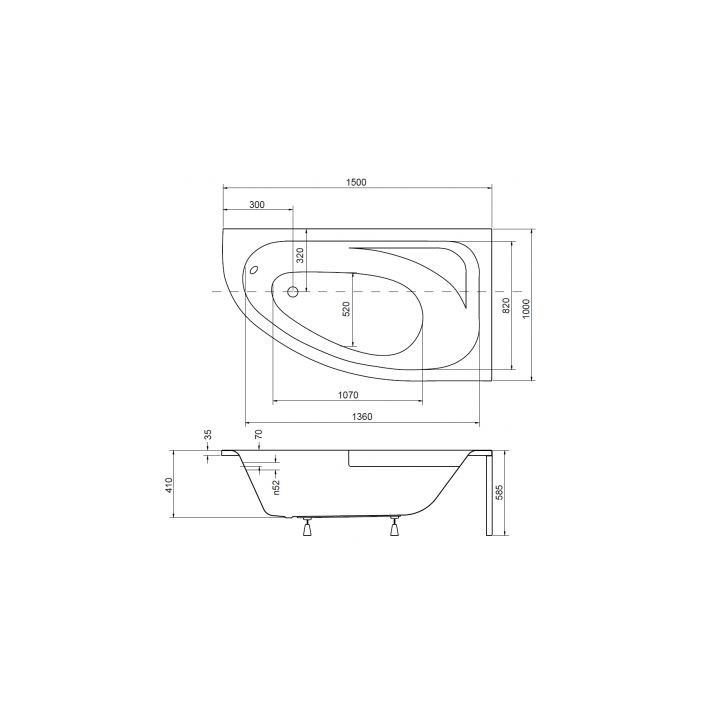 Wanna narożna Besco Cornea Comfort 150x100 cm asymetryczna prawa biała- sanitbuy.pl