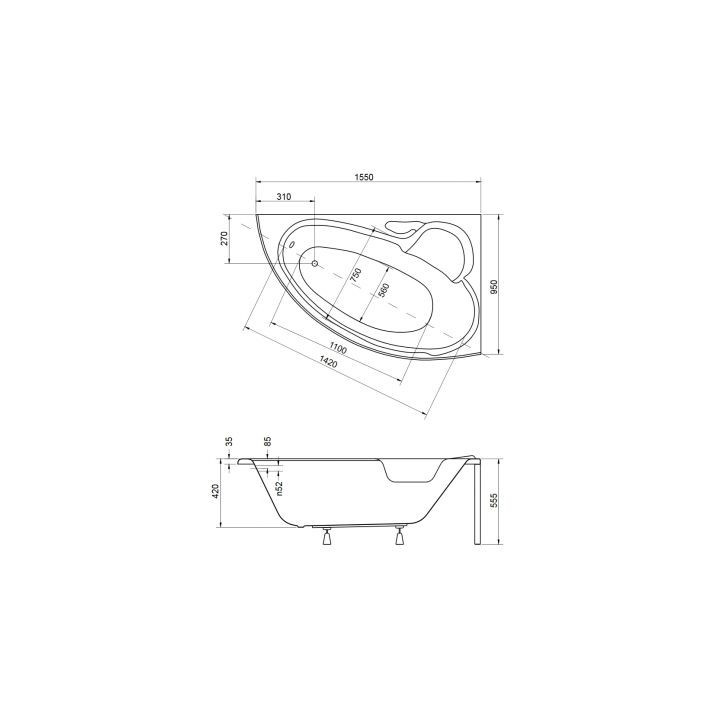 Wanna narożna Besco Finezja Nova 140x95 cm asymetryczna prawa biała- sanitbuy.pl