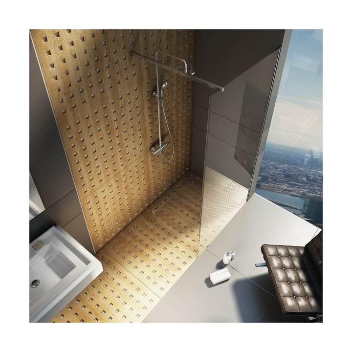  Kabina prysznicowa prostokątna Ravak Walk In Wall 90x200 cm z powłoką AntiCalc, profile aluminium szkło przezroczyste - sanitbu