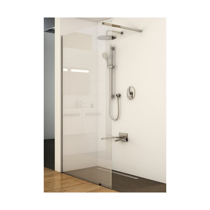 Kabina prysznicowa prostokątna Ravak Walk In Wall 100x200 cm z powłoką AntiCalc, profile aluminium szkło przezroczyste - sanitbu