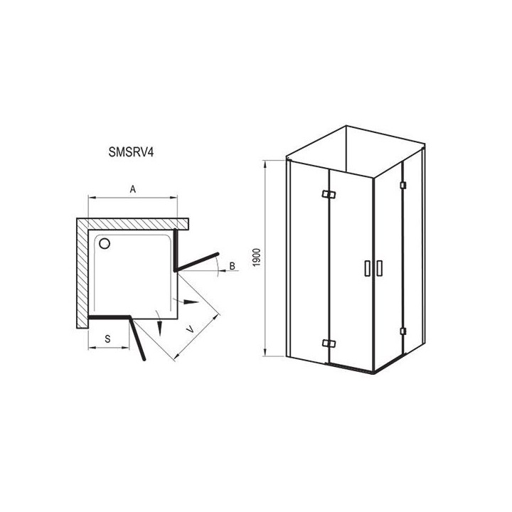 Kabina prysznicowa prostokątna Ravak SmartLine SMSRV4 80x80x190 cm z powłoką AntiCalc, profile chrom szkło przezroczyste - sanit