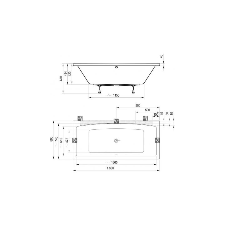 Wanna prostokątna Ravak Formy 01 180x80 cm biała- sanitbuy.pl