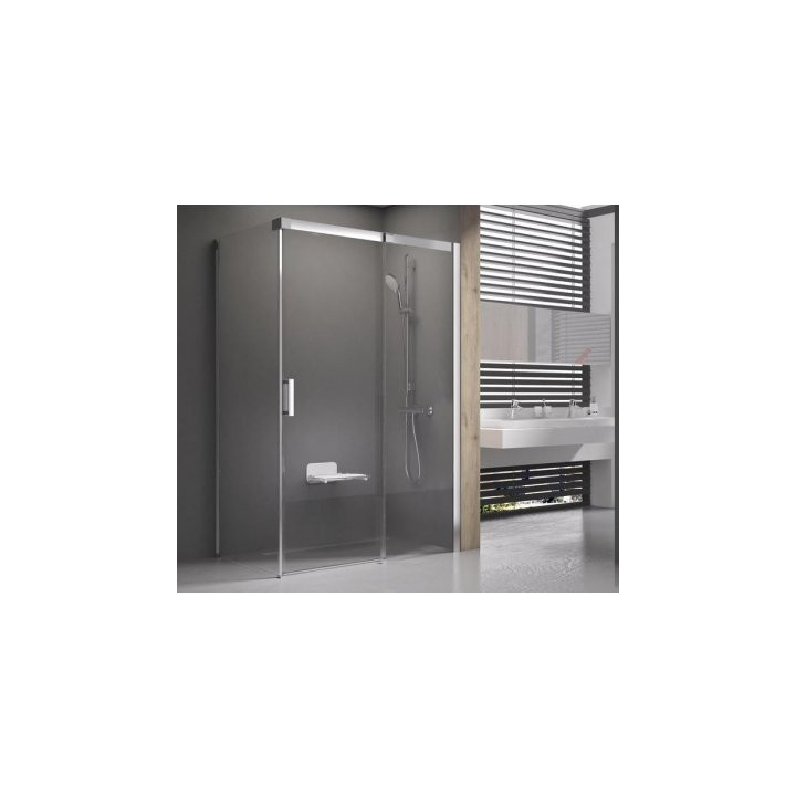 Drzwi prysznicowe Ravak Matrix MSDPS-100/80 L ze ścianką boczną satyna + transparent - sanitbuy.pl