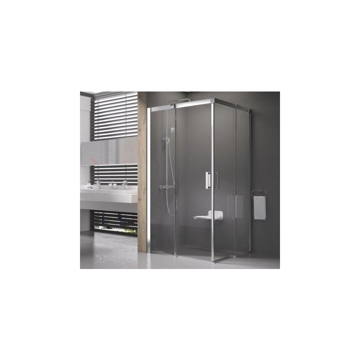 Drzwi prysznicowe Ravak Matrix MSDPS-120/90 R ze ścianką stałą satyna + transparent - sanitbuy.pl