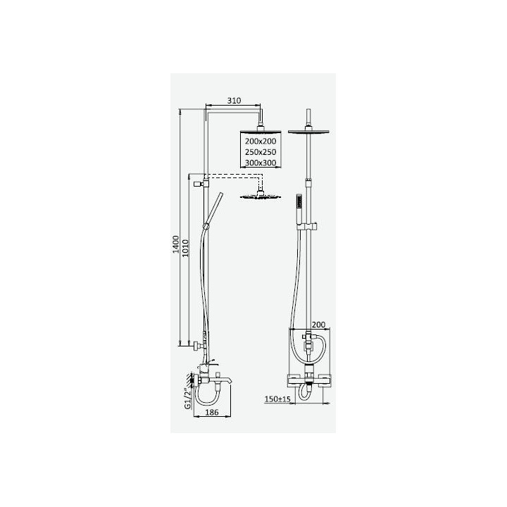 Zestaw natryskowy z baterią i słuchawką Bruma Linea deszczownica 30 cm, sunset- sanitbuy.pl