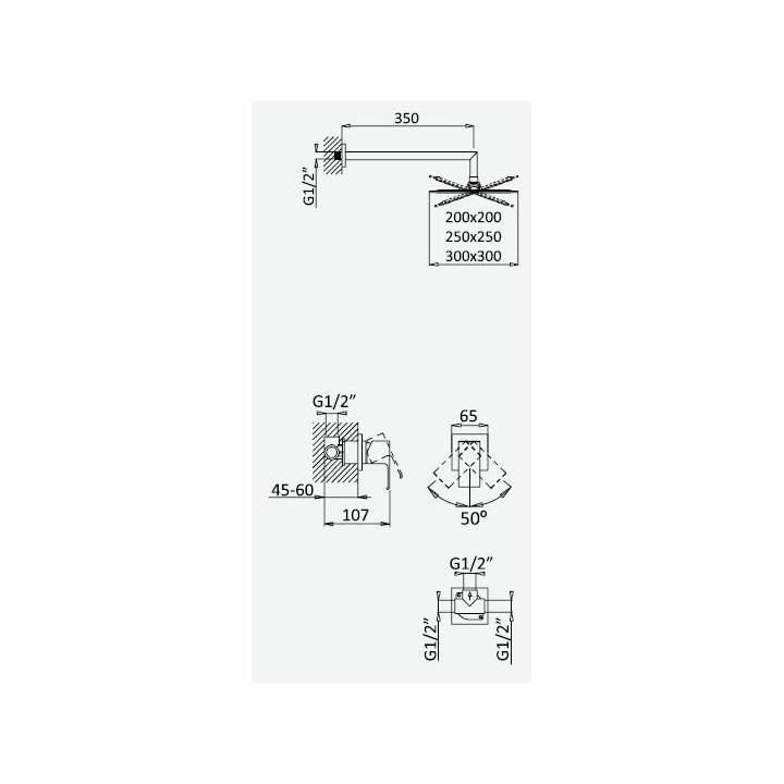 Bateria natryskowa Bruma Linea 3 odbiornik, sunset- sanitbuy.pl