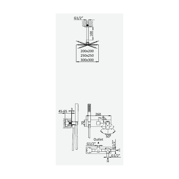 Zestaw natryskowy z baterią podtynkowa i słuchawką Bruma Linea deszczownica 20 cm, sunset- sanitbuy.pl