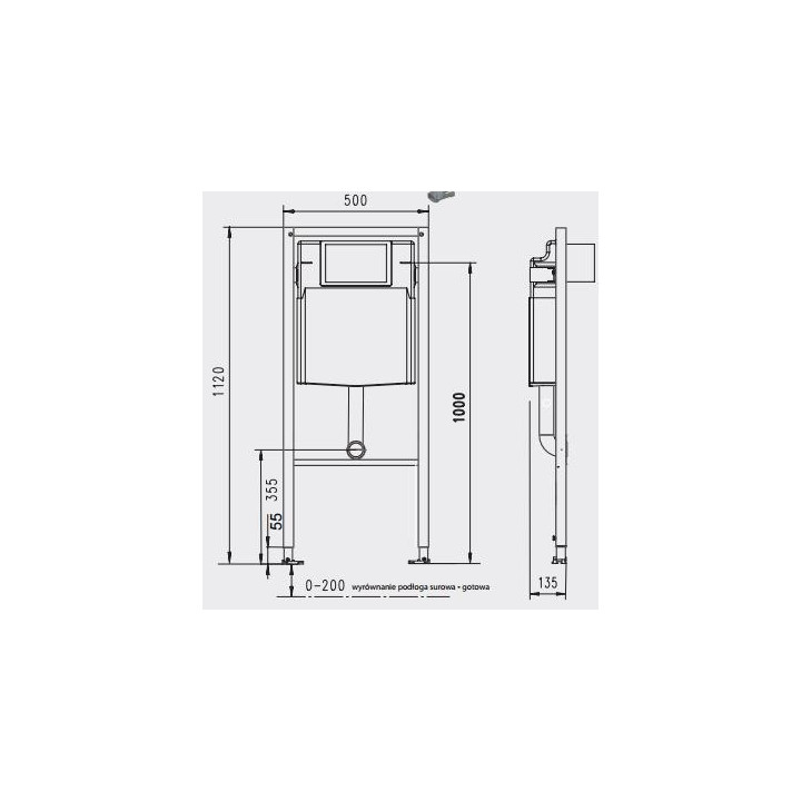 Stelaż samodzielny WC 45 cm JomoTech SLK Plus WERIT ze spłuczką i spłukiwaniem dwudzielnym- sanitbuy.pl