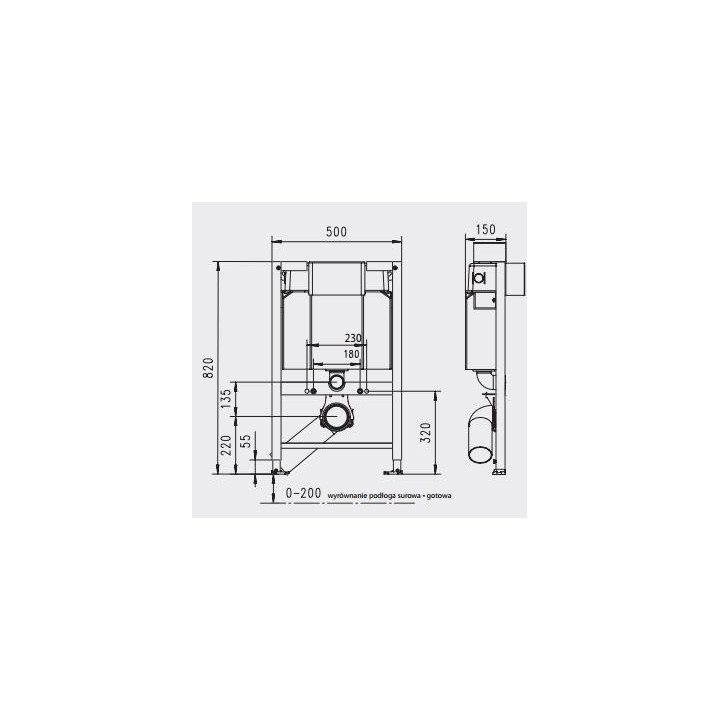 Stelaż samodzielny WC 50 cm JomoTech SLK Plus WERIT ze spłuczką i spłukiwaniem dwudzielnym, dla dzieci- sanitbuy.pl