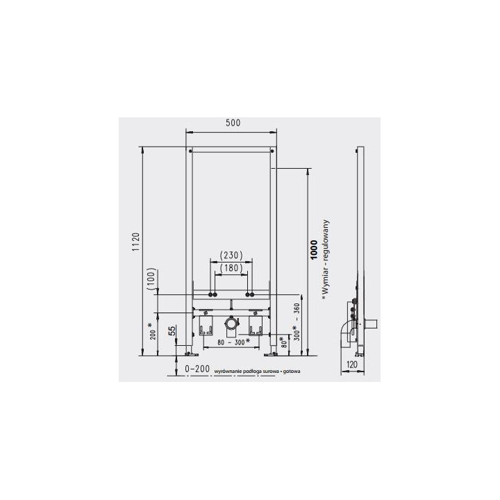 Stelaż samodzielny WC 50x980 cm JomoTech SLS WERIT ze spłuczką i spłukiwaniem dwudzielnym- sanitbuy.pl