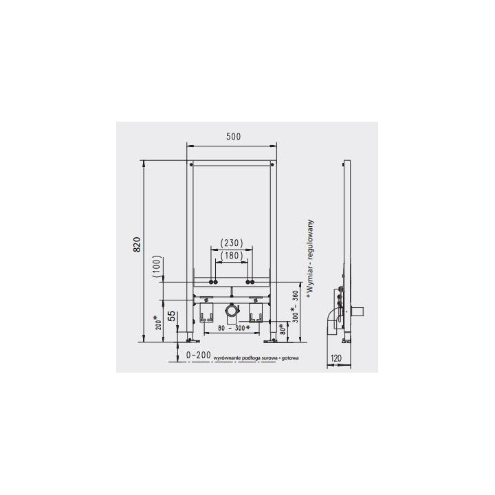 Stelaż samodzielny do bidetu 50x1120 mm JomoTech WERIT- sanitbuy.pl