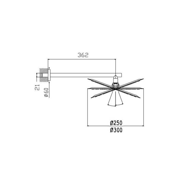 Deszczownica ścienna Bruma  Ø250 mm z ramieniem ściennym, czarny mat- sanitbuy.pl