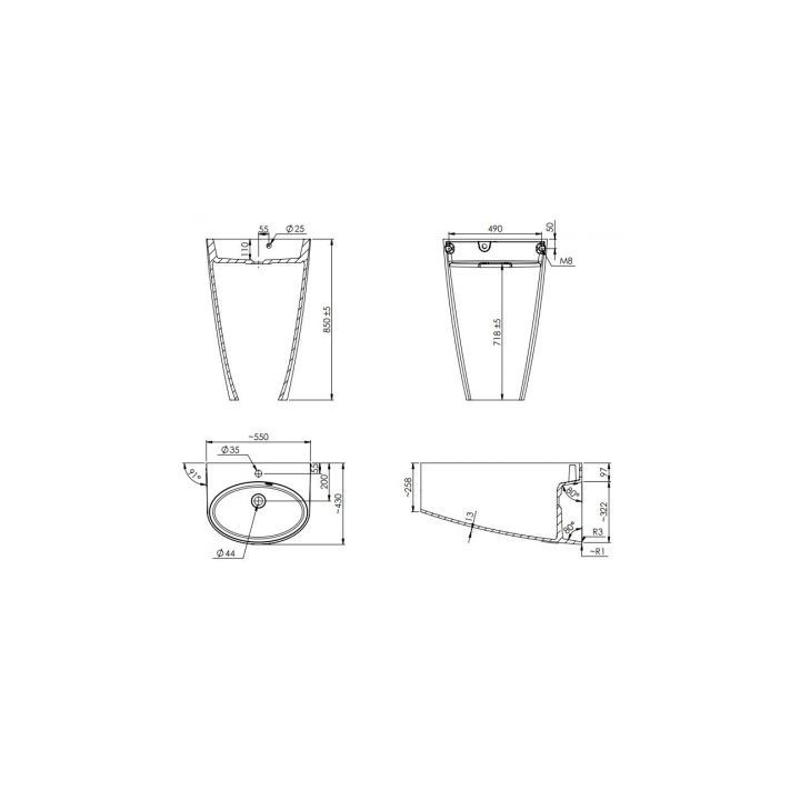 Umywalka 55x43 cm wolnostojąca Omnires Marble + biała - sanitbuy.pl