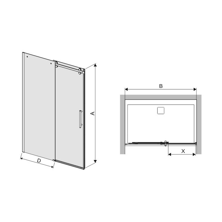 Drzwi Przesuwne Sanplast Altus D2/ALTIIa-130-140 profil Chrom, Srebrny Błyszczący, szkło transparent- sanitbuy.pl