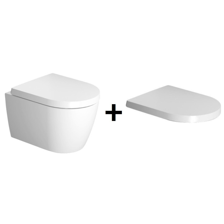 Duravit ME by Starck Zestaw WC wiszący Compact Duravit Rimless kolor biały- sanitbuy.pl