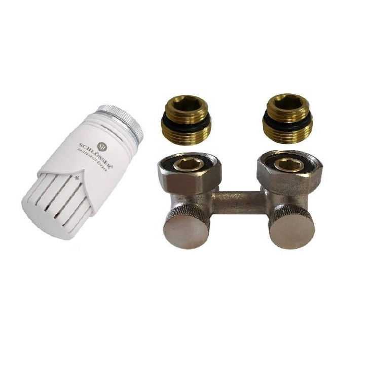 Zestaw armatury przyłączeniowej Schlosser figura kątowa (GW 3/4''), z białą głowicą- sanitbuy.pl