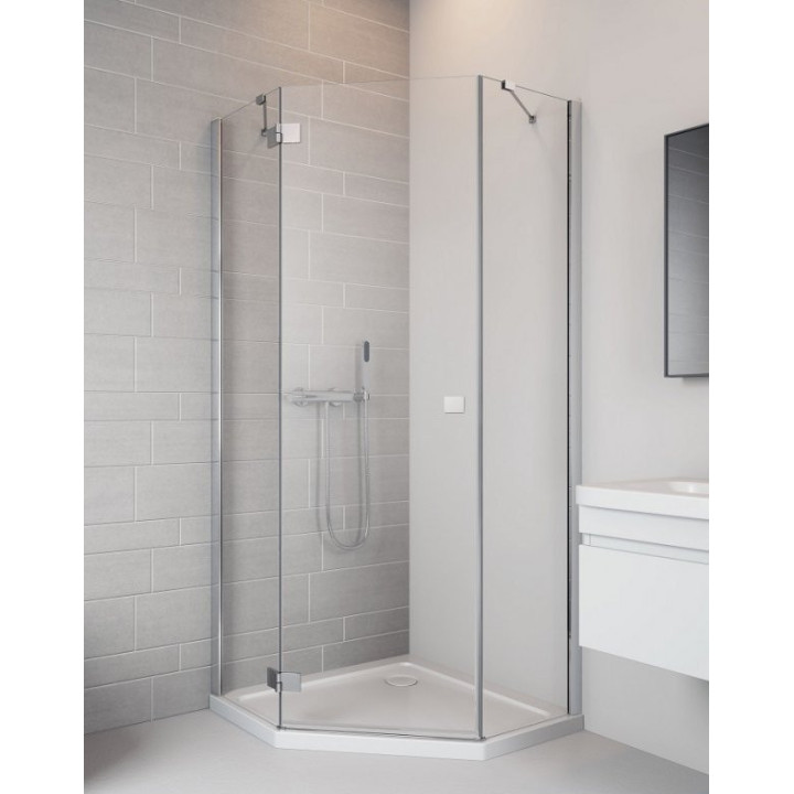 Kabina 80x80cm Radaway Essenza New PTJ pięciokątna, lewa szkło przejrzyste - sanitbuy.pl