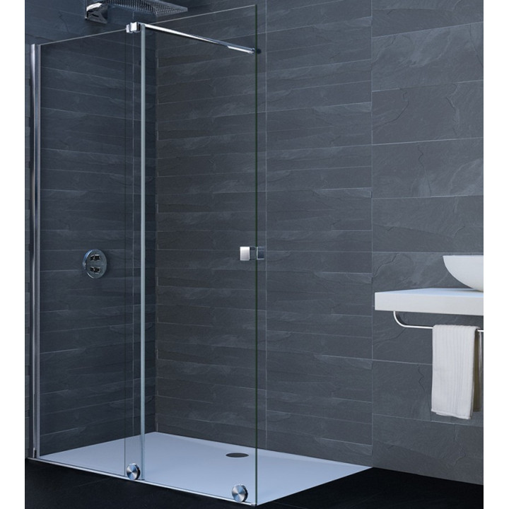 Drzwi suwane Huppe Xtensa Pure Walk-In 1401 - 1600 mm, lewe, 1-częściowe, el. stały, przezroczyste Anti-Plaque, srebrny połysk- 