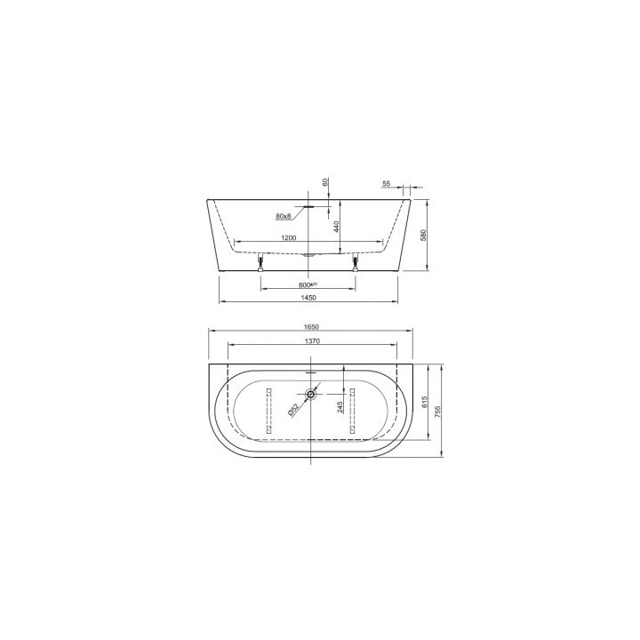 Wanna wolnostojąca Roca Eternity Wall 165x75,5 cm biała- sanitbuy.pl