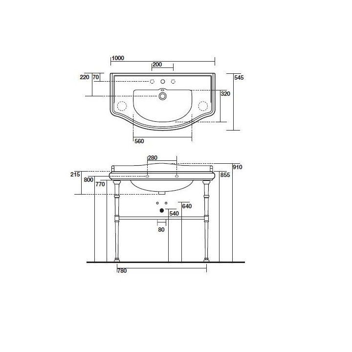 Nogi z półką 100 cm, Kerasan Retro złote- sanitbuy.pl