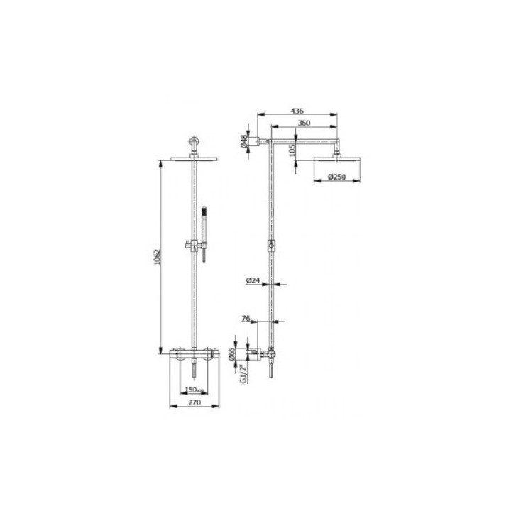 Kolumna prysznicowa Giulini z baterią termostatyczną i deszczownicą, czarny mat- sanitbuy.pl