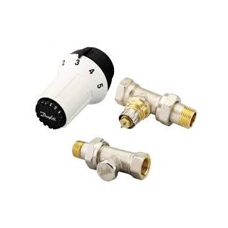 Zestaw termostatyczny Danfoss RA-N kątowy z głowicą Panda - nikiel/ biały - sanitbuy.pl