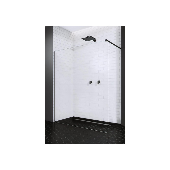 Ścianka Walk-In Radaway Modo New Black II 70, 68.5-69.5x200cm, czarne, szkło przejrzyste- sanitbuy.pl