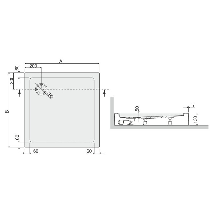 Brodzik kwadratowy Sanplast Free Line zabudowany 80x80cm akryl, biały- sanitbuy.pl