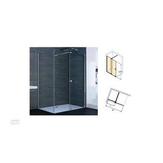 Drzwi suwane Walk-In Huppe Xtensa Pure 1-częściowe ze stałym segmentem lewe, srebrny połysk, szkło przeźroczyste Anti-Plaque - s