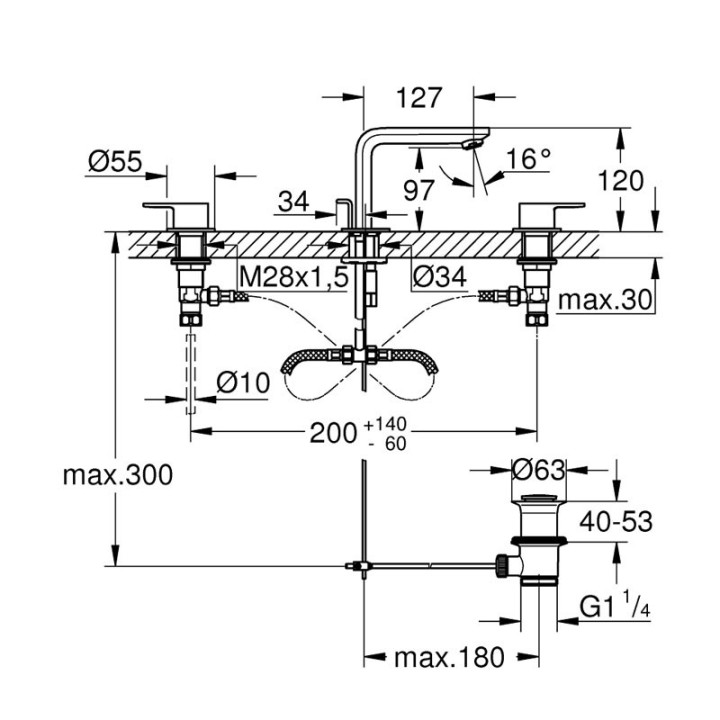 Bateria umywalkowa Grohe Lineare 3 otworowa DN15, chrom - sanitbuy.pl