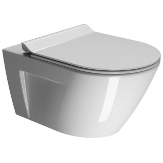 Miska WC GSI Norm 55x36cm wisząca bezrantowa z deską wolnoopadającą + zestaw mocujący, biała- sanitbuy.pl