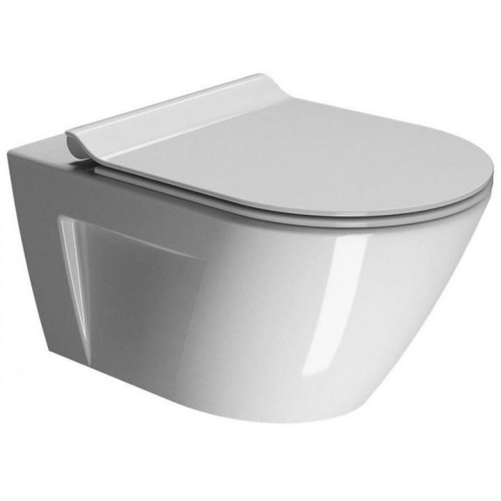 Miska WC GSI Norm 55x36cm wisząca bezrantowa z deską wolnoopadającą + zestaw mocujący, biała- sanitbuy.pl