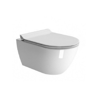 Miska WC GSI Norm 55x36cm wisząca bezrantowa z deską wolnoopadającą + zestaw mocujący, biała- sanitbuy.pl