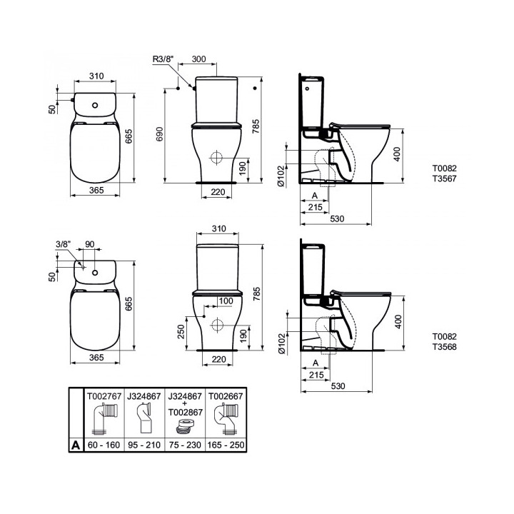 Miska kompaktowa WC Ideal Standard Tesi AquaBlade biała - sanitbuy.pl