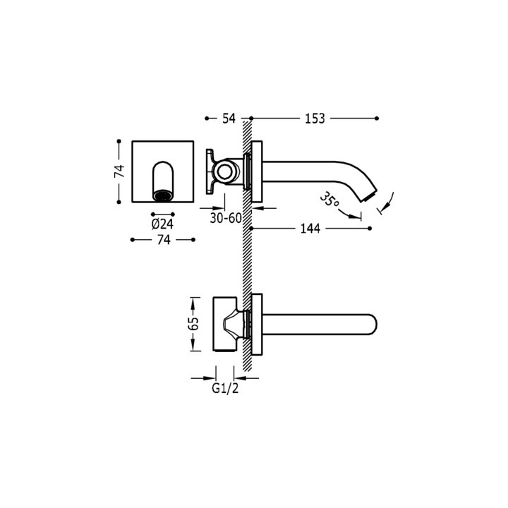 Jednouchwytowa bateria Tres podtynkowa 3-drożna chrom - sanitbuy.pl