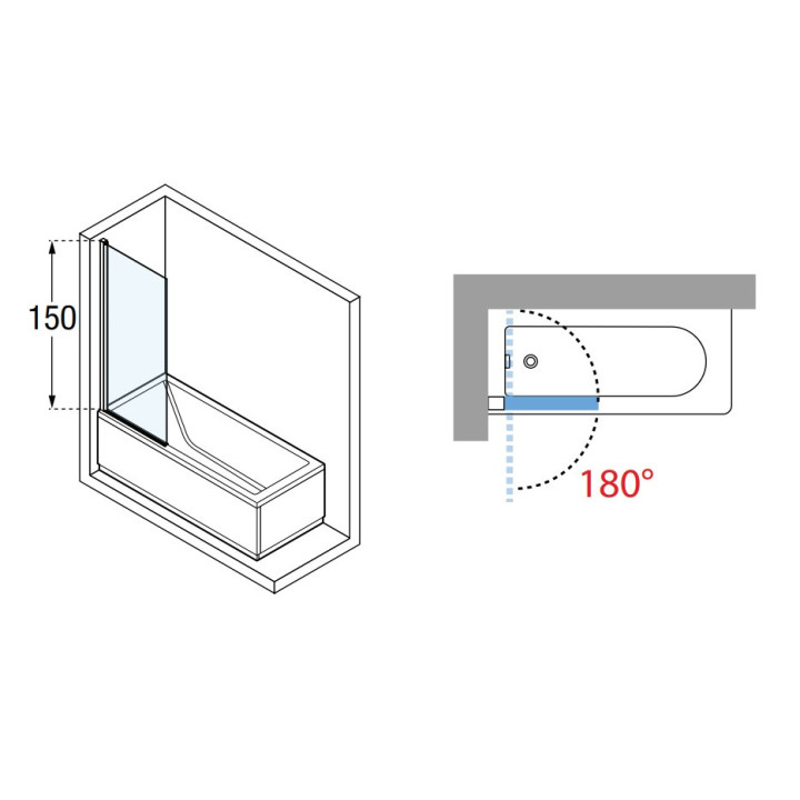 Parawan nawannowy Novellini Young 2.0 80x150cm szkło przezroczyste, profil chrom- sanitbuy.pl